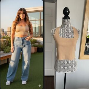 NWT Plus Size The Drop Square Neck Knit Crop Top Shirt Cami. XXL.